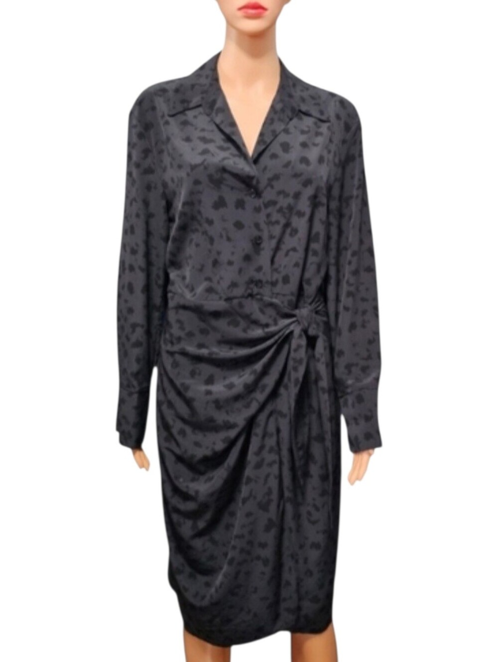 Drew Savvy Printed Dress In Black Animal Print Mobwife Midi Wrap Dress Sz M